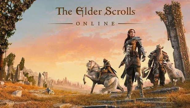 a video game poster with people on horses