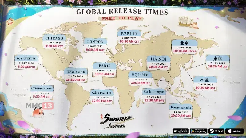 نُشر جدول الإطلاق العالمي للعبة MMORPG "Sword of Justice" 2 Sword of Justice